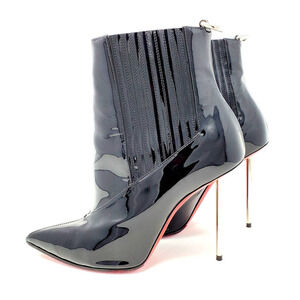 Christian Louboutin Boots Heels Epic100 Ankle Booties Black Patent Leather EU 38